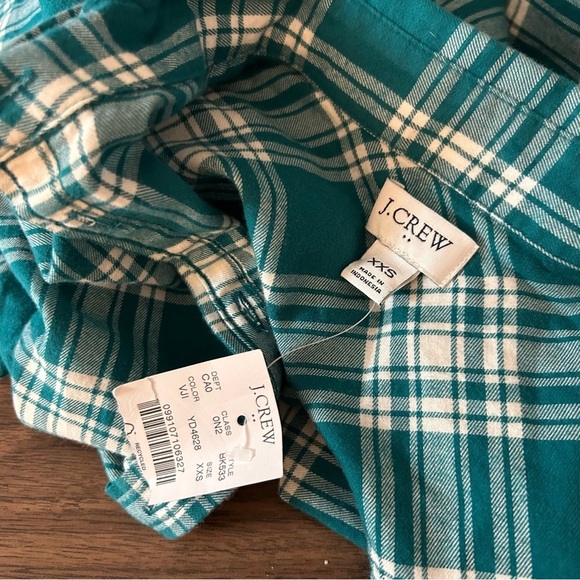 ❤️ NWT J.crew Teal Plaid Shirt XXS - Picture 7 of 12